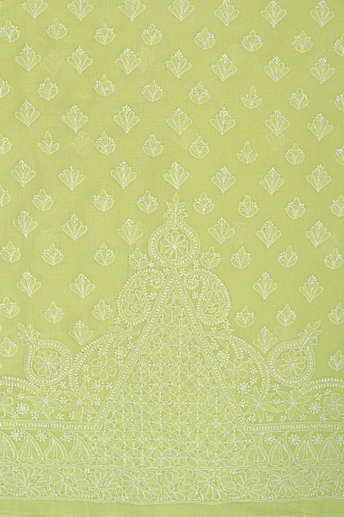 Ada Hand Embroidered Light Green Cotton Lucknowi Chikankari Unstitched Suit Piece A607709