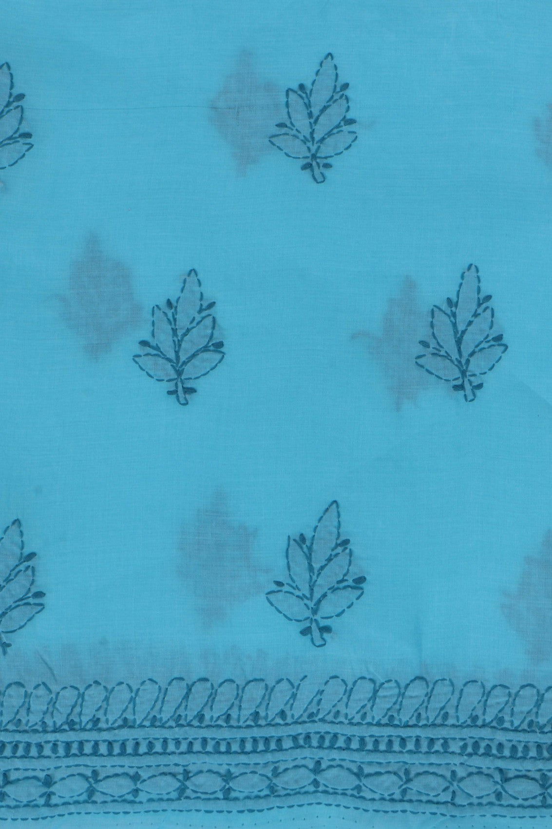 Ada Hand Embroidered Sky Blue Cotton Lucknowi Chikankari Unstitched Suit Piece 01A262732