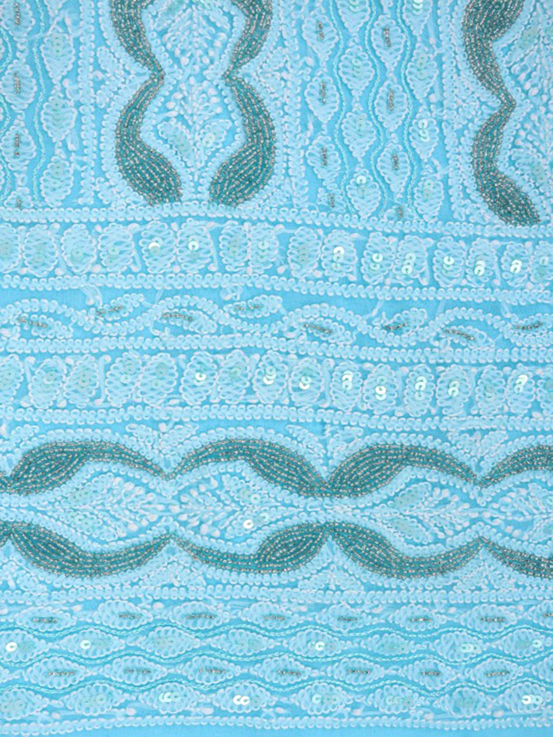 Ada Hand Embroidered Pastel Blue Georgette Lucknowi Chikankari Unstitched Suit Piece With Pearl Work 01A172899