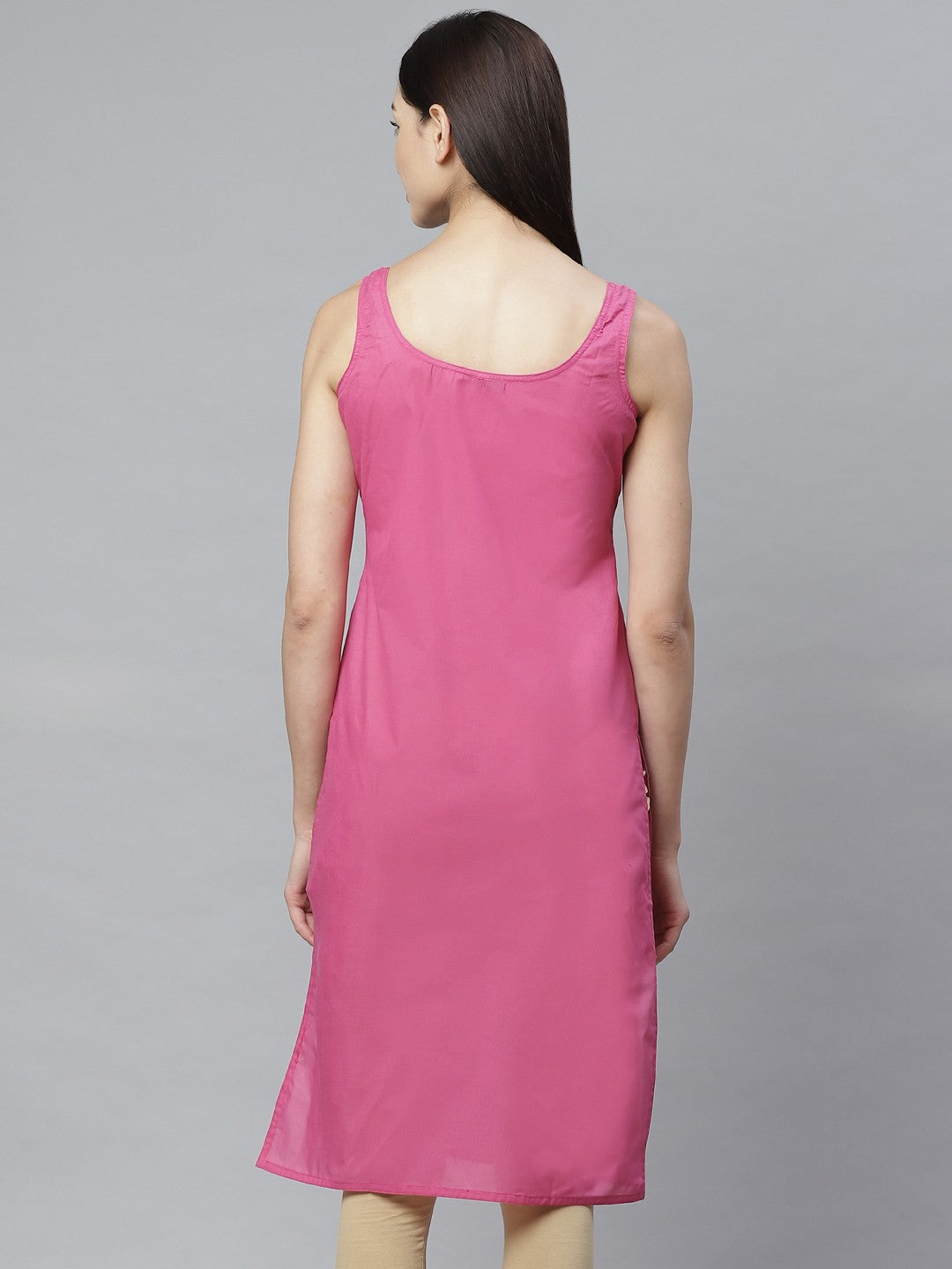 Ada Onion Pink and White Cotton Long Slips Combo of 2 A293031.