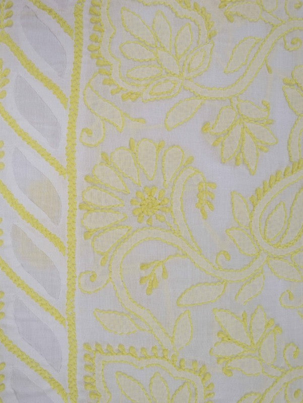 Ada Hand Embroidered White Cotton Lucknowi Chikankari Unstitched Suit Piece 01A133327