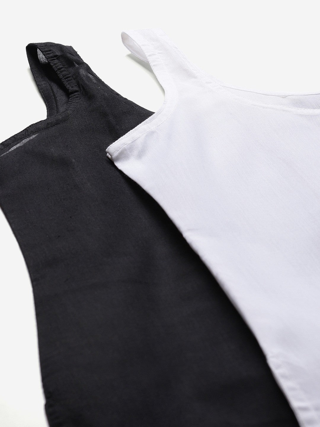 Ada Black and White Cotton Long Slips Combo of 2  A290456.
