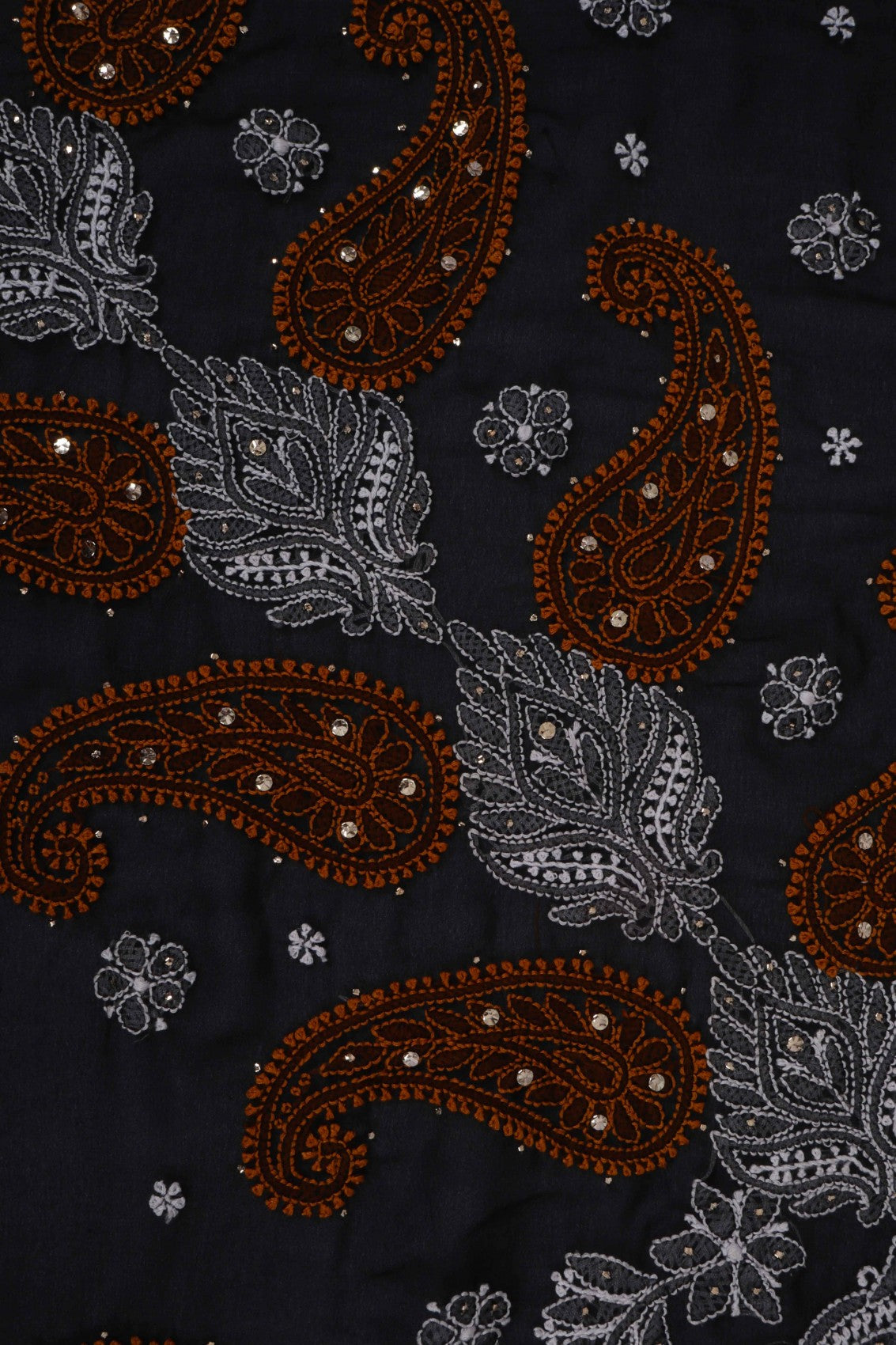 Ada Hand Embroidered Black Georgette Lucknowi Chikankari Saree/Blouse With Muqaish Work A204201