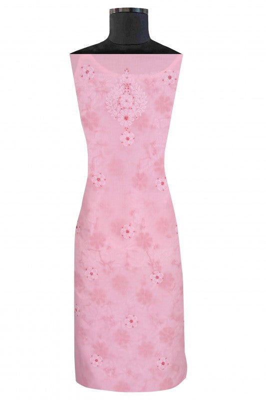 Ada Hand Embroidered Light Pink Cotton Lucknowi Chikan Unstitched Suit Piece-A100301
