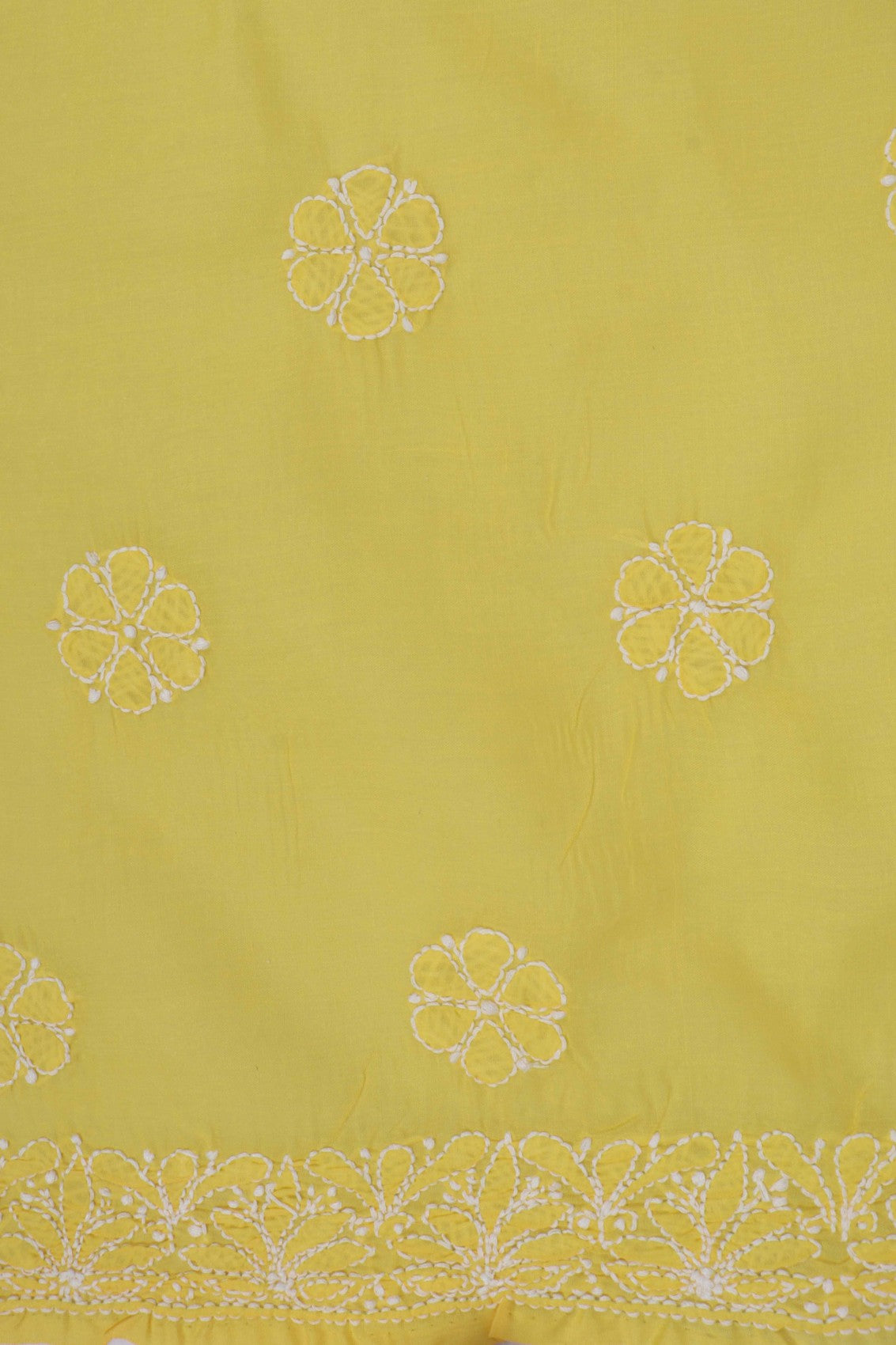 Ada Hand Embroidered Yellow Cotton Lucknowi Chikankari Unstitched Suit Piece 01A285115