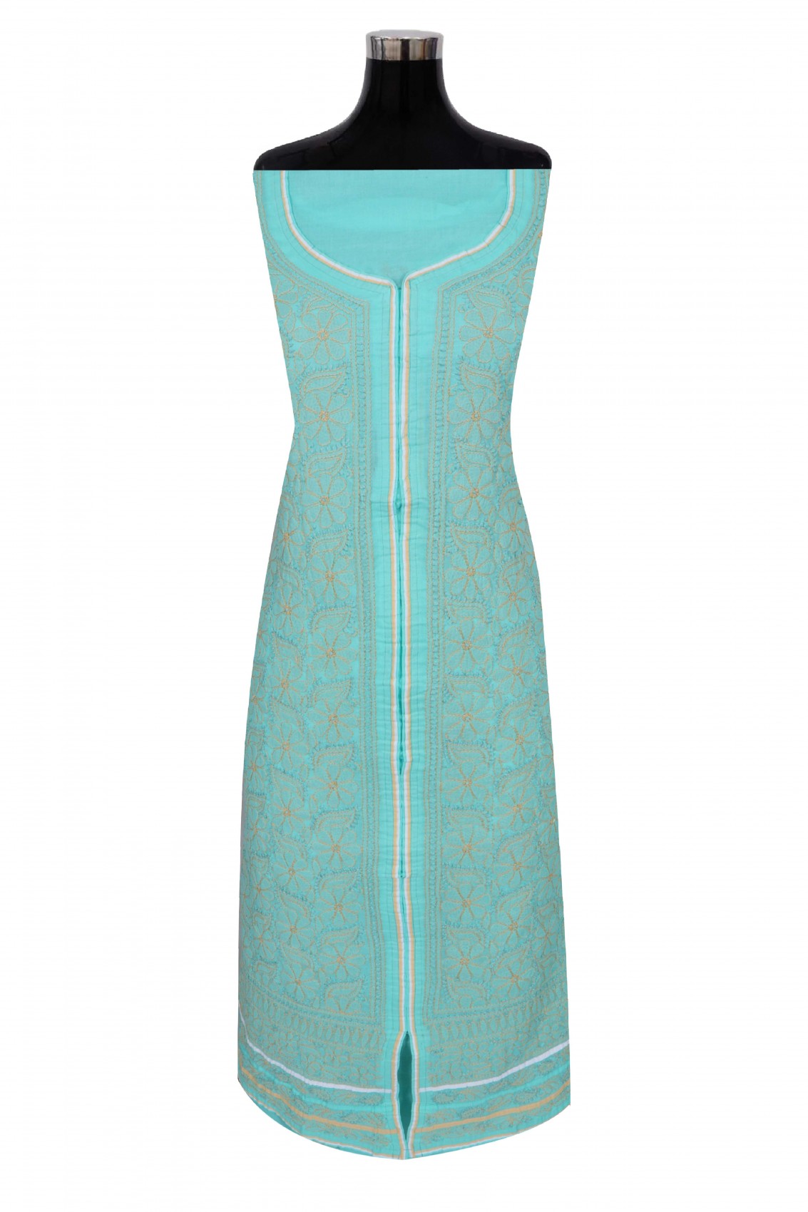 Ada Hand Embroidered Sea Green Cotton Lucknowi Chikankari Unstitched Suit Piece 01A193485