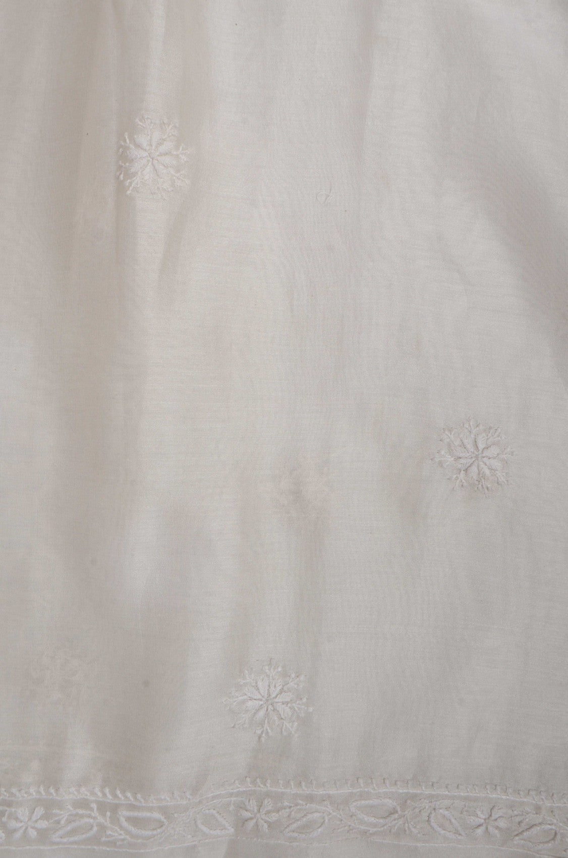 Ada Hand Embroidered Off White Chanderi Lucknowi Chikankari Semi-Stitched Anarkali Kurta Dupatta Set With Zari Work 01A224438
