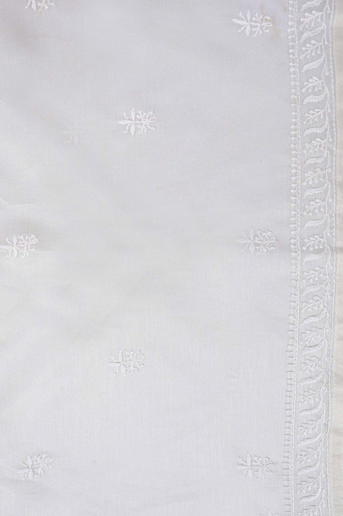 Ada Hand Embroidered Off White Chanderi Lucknowi Chikankari Semi-stitched Kurta Dupatta Set With Zari Work 01A124160