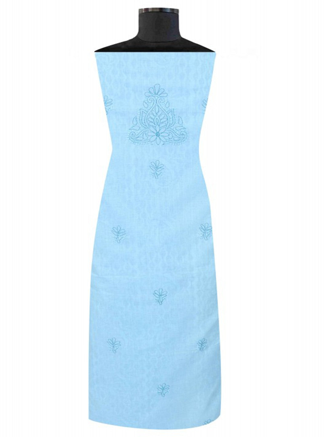 Ada Hand Embroidered Sky Blue Cotton Lucknowi Chikankari Unstitched Suit Piece A292559