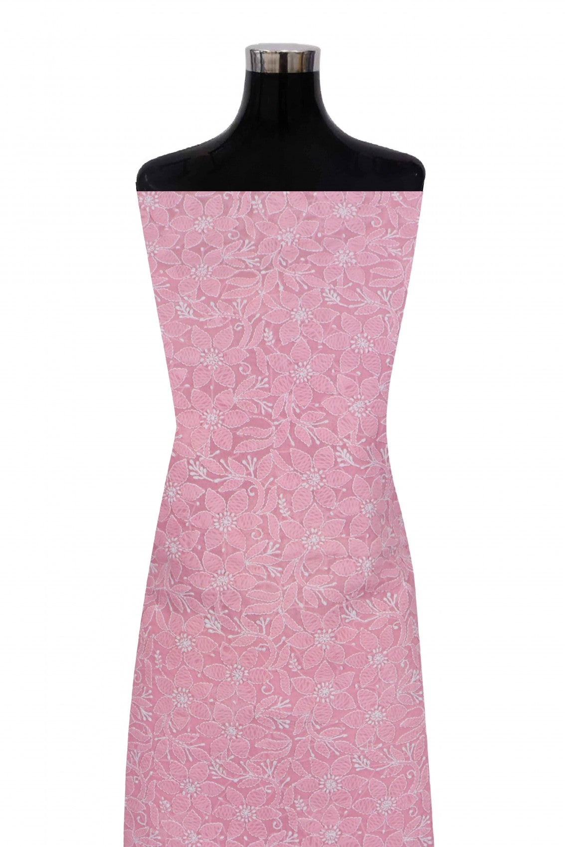 Ada Hand Embroidered Pink Cotton Lucknowi Chikankari Unstitched Suit Piece 01A197690