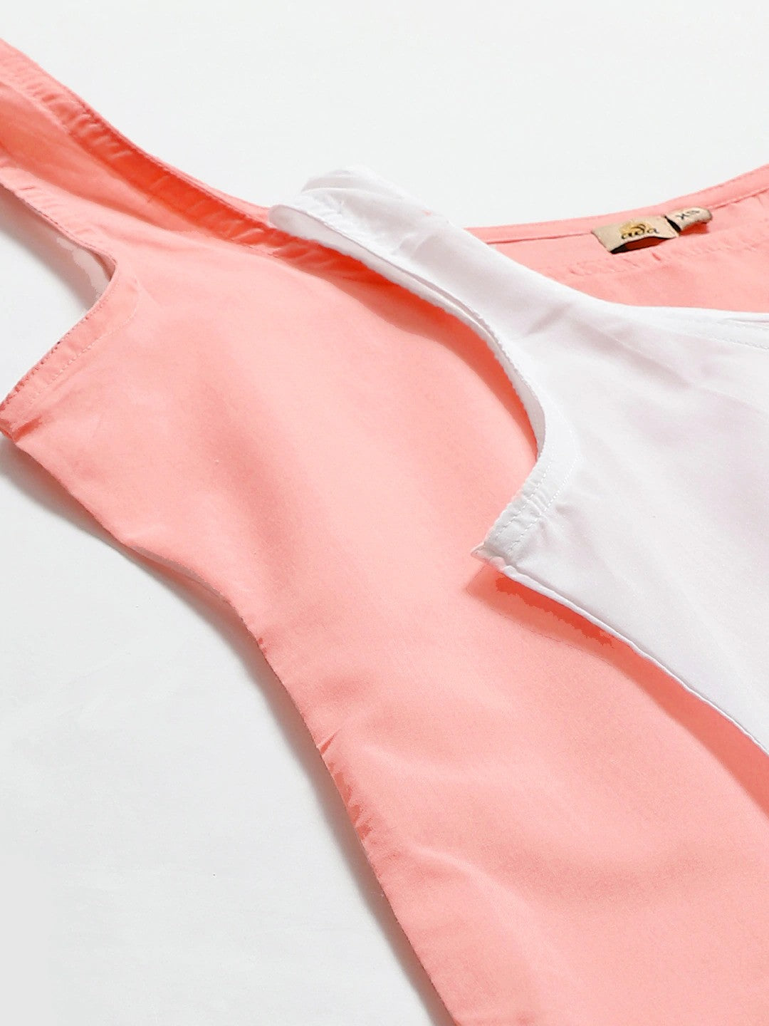 Ada White and Peach Cotton Long Slips Combo of 2  A294929.