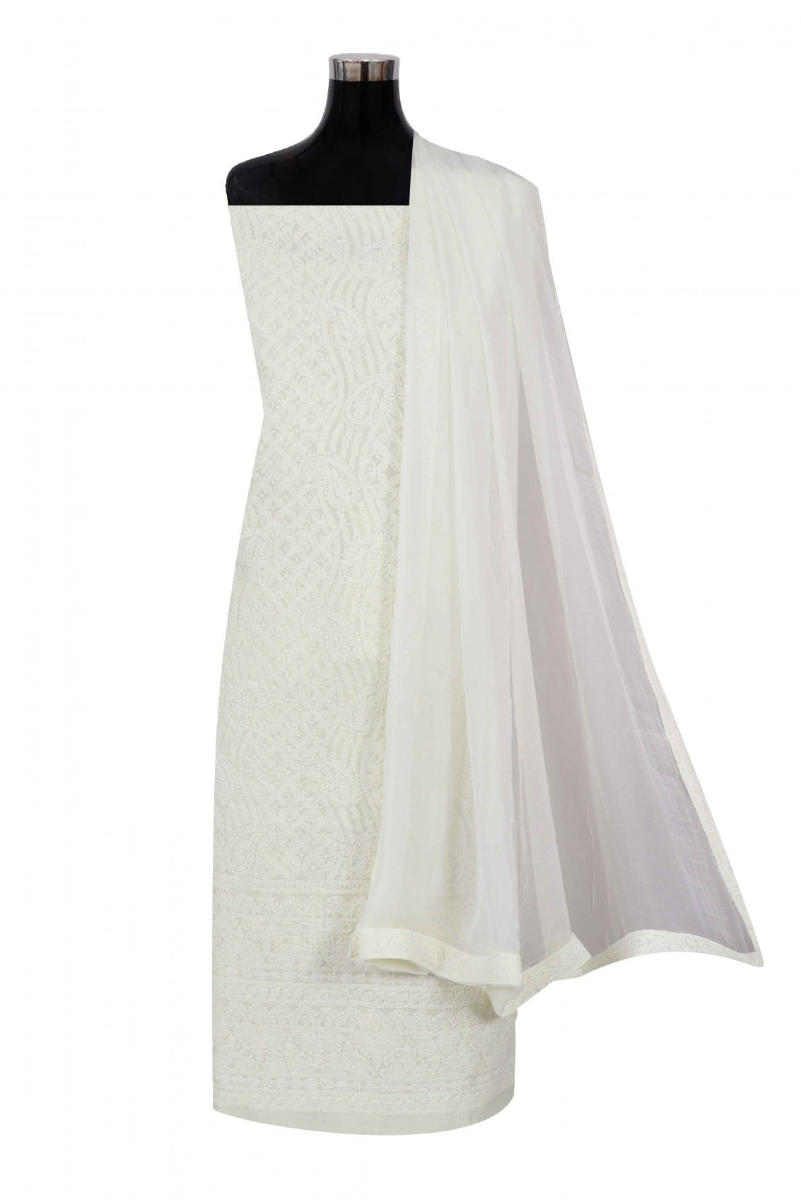 Ada Hand Embroidered Lemon Cotton Lucknowi Chikankari Unstitched Suit Piece 01A170181