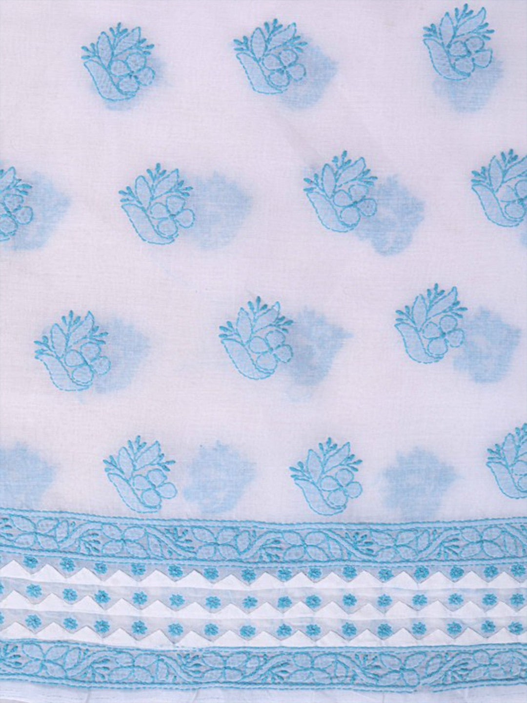 Ada Hand Embroidered White Cotton Lucknowi Chikankari Unstitched Suit Piece 01A106218
