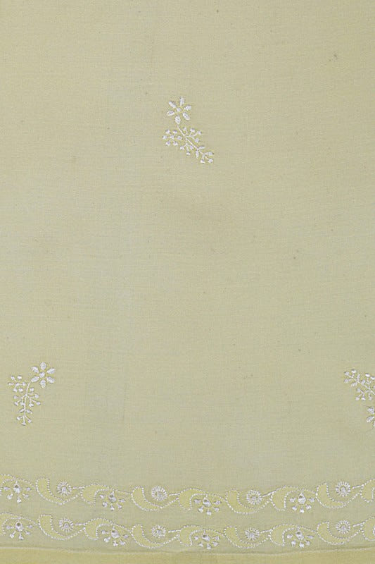 Ada Hand Embroidered Lemon Chanderi Lucknowi Chikankari Semi-Stitched Anarkali Kurta Dupatta Set 01A22105