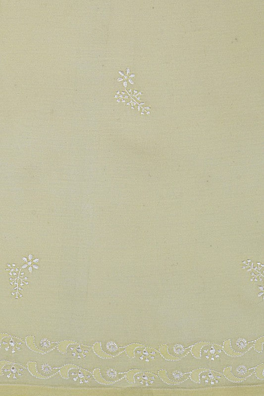 Ada Hand Embroidered Lemon Chanderi Lucknowi Chikankari Semi-Stitched Anarkali Kurta Dupatta Set 01A22105