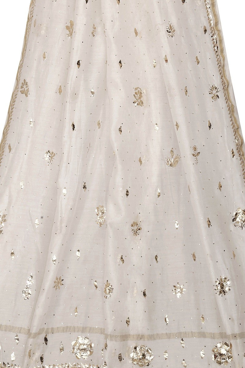 Ada Hand Embroidered Cream Lucknowi Chikankari Saree/Blouse With Muqaish Work A576621