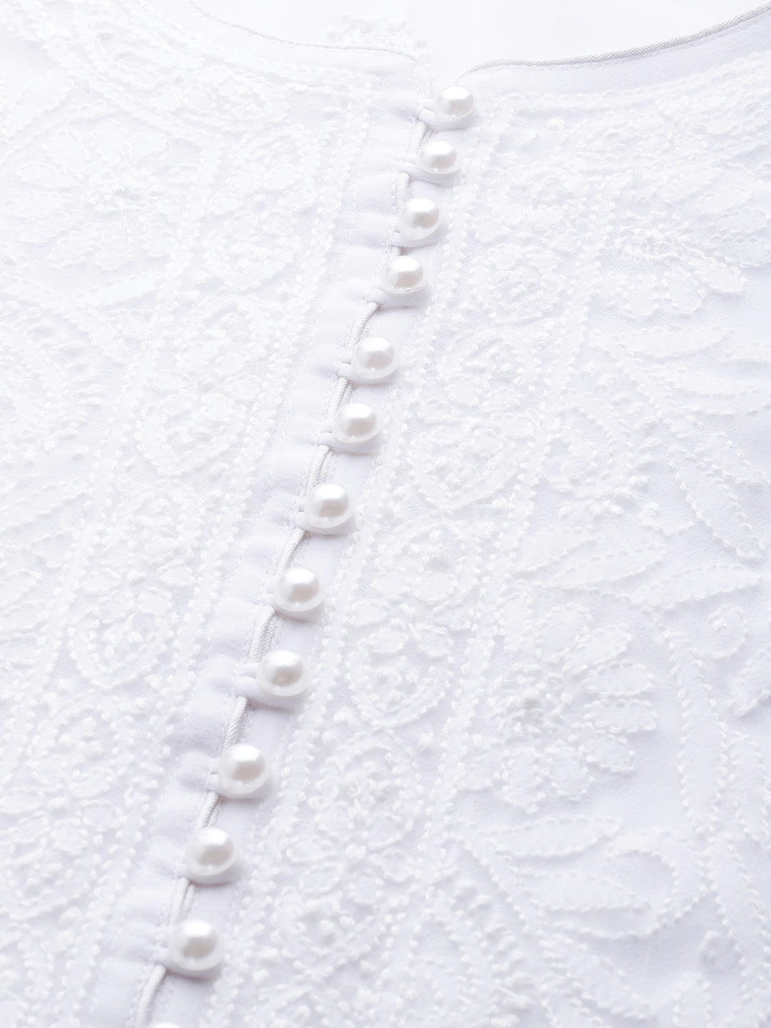 Ada Hand Embroidered White Georgette Lucknowi Chikankari Straight Kurta Set With Slip A811176