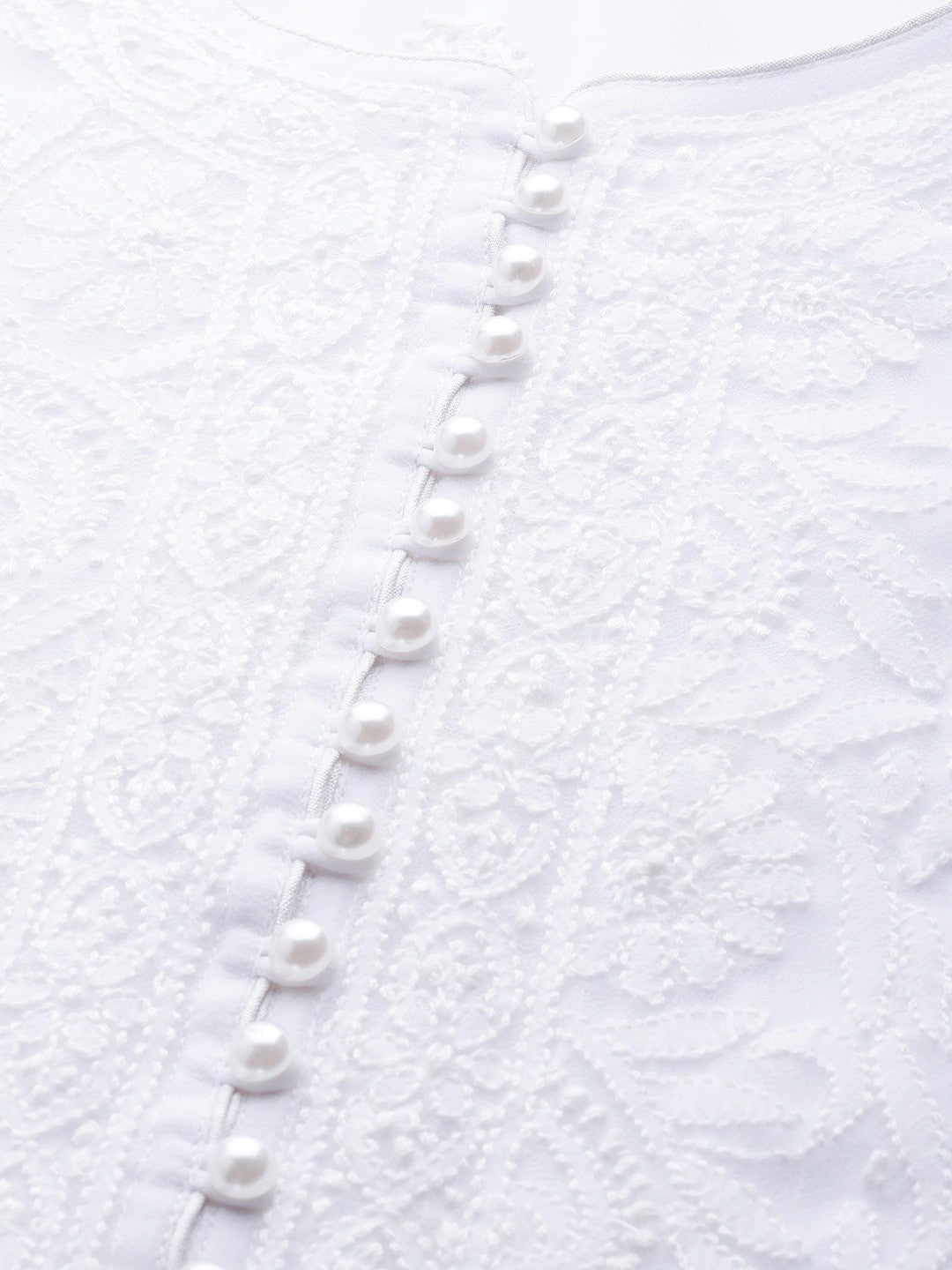Ada Hand Embroidered White Georgette Lucknowi Chikankari Straight Kurta Set With Slip A811176
