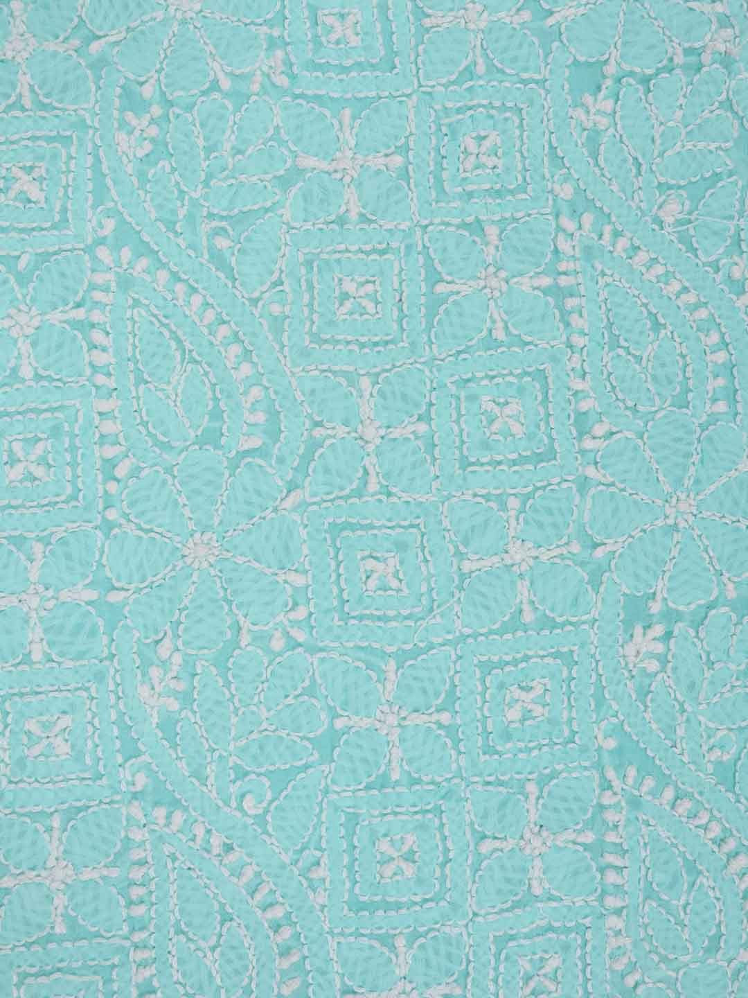 Ada Hand Embroidered Sea Green Cotton Lucknowi Chikankari Unstitched Suit Piece 01A184320