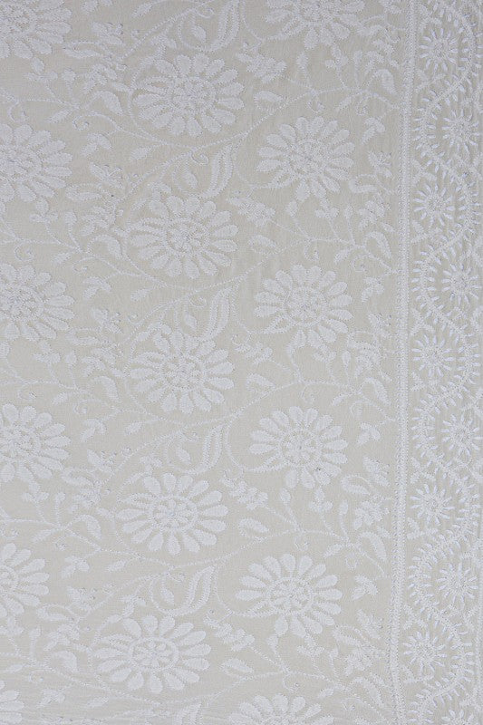 Ada Hand Embroidered White Pure Georgette Lucknowi Chikankari Saree  A456833