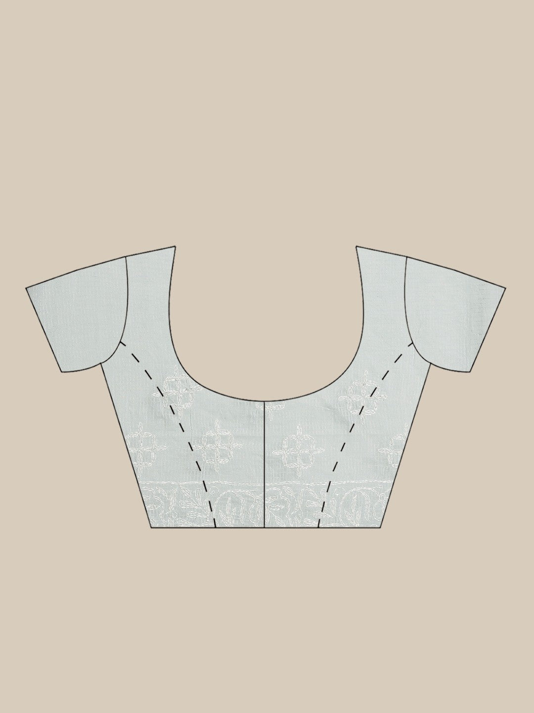 Ada Hand Embroidered Grey Kota Lucknow Chikan Saree With Blouse- A311113