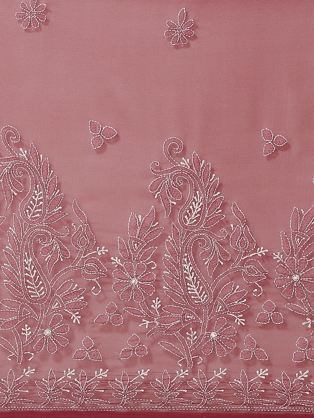 Ada Hand Embroidered Wine Georgette Lucknow Chikan Saree with Blouse A311267