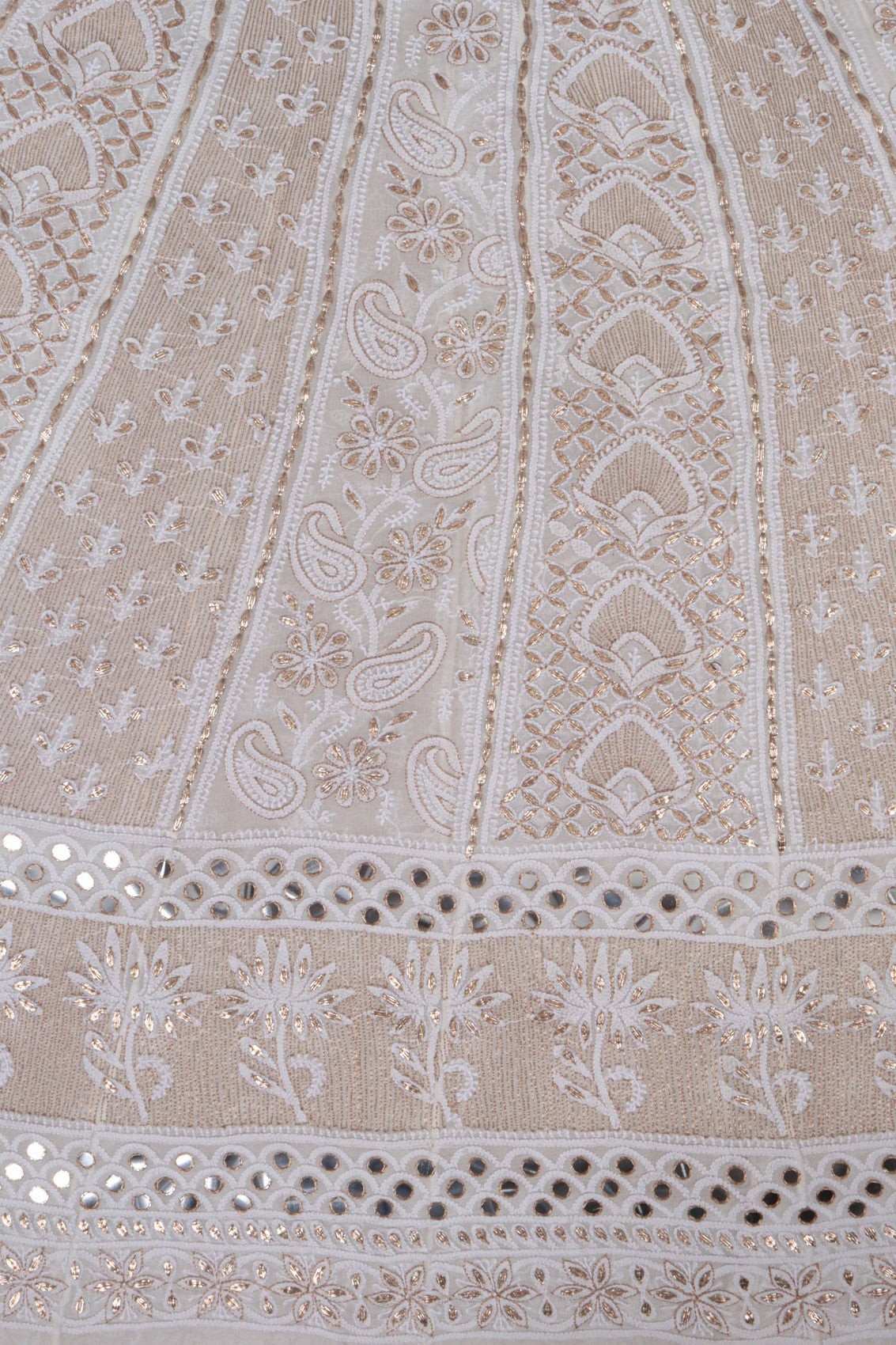 Ada Hand Embroidered White Pure Georgette Lucknowi Chikankari Lehenga Set With Gota Patti Work 01A162841