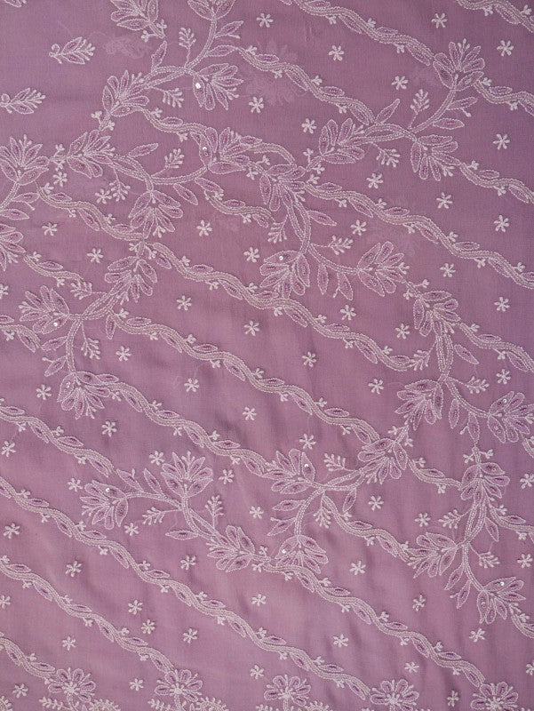 Ada Hand Embroidered Mauve Pure Georgette Lucknowi Chikankari Saree/Blouse with Pearl Work A534050
