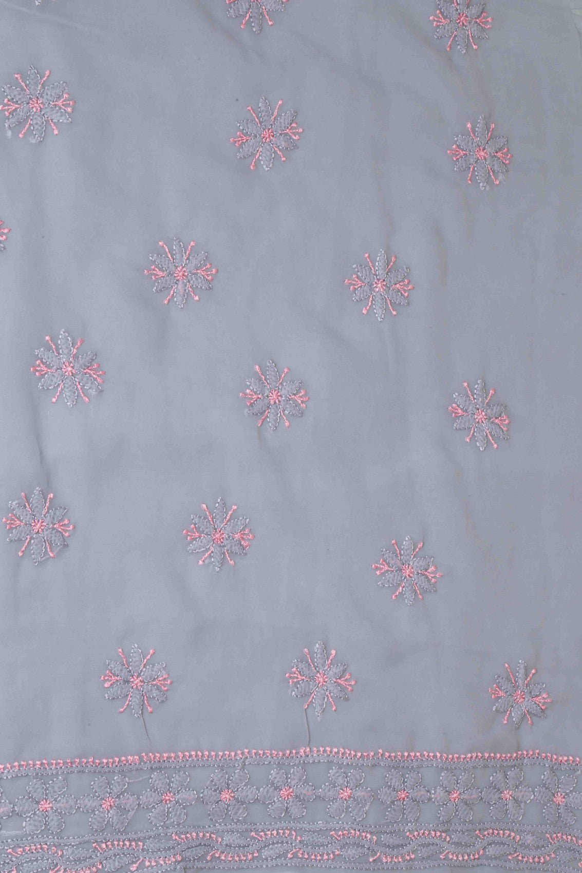 Ada Hand Embroidered Grey Georgette Lucknowi Chikan Unstitched Suit Piece A211184