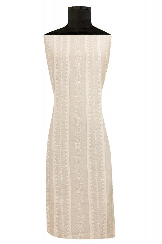 Ada Hand Embroidered Cream Chanderi Lucknowi Chikan Unstitched Kurta Dupatta Piece- A497234