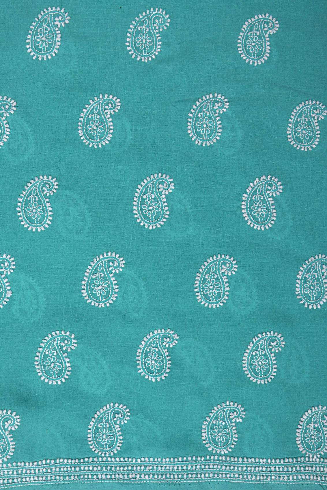 Ada Hand Embroidered Green Cotton Lucknowi Chikankari Unstitched Suit Piece A50605