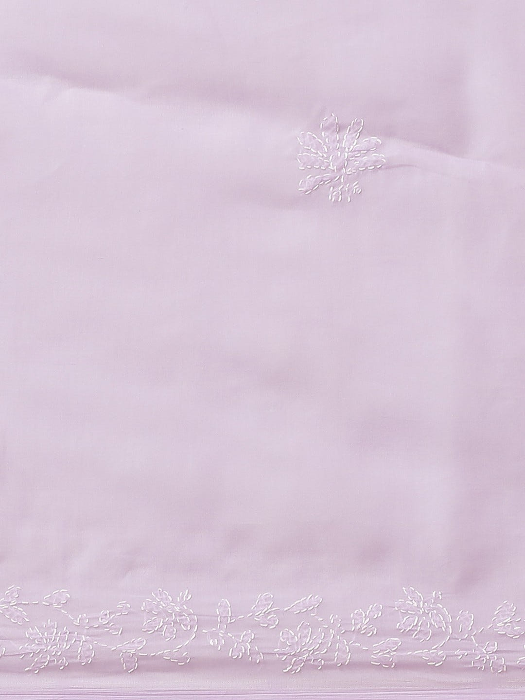 Ada Hand Embroidered Mauve Cotton Lucknow Chikan Saree with Blouse - A159239