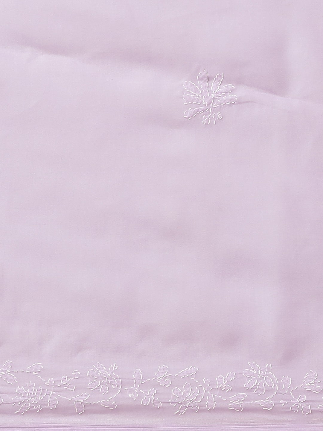 Ada Hand Embroidered Mauve Cotton Lucknow Chikan Saree with Blouse - A159239