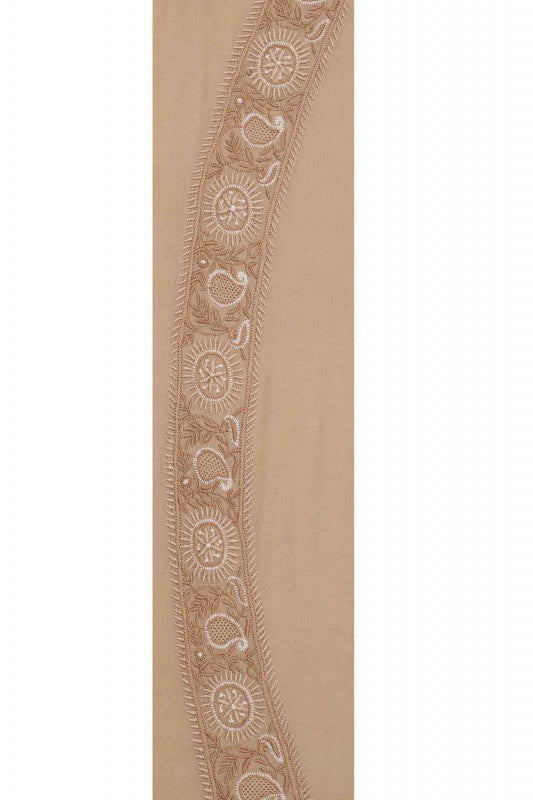 Ada Hand Embroidered Fawn Pure Georgette Lucknowi Chikan Unstitched Men's Kurta Piece A134304