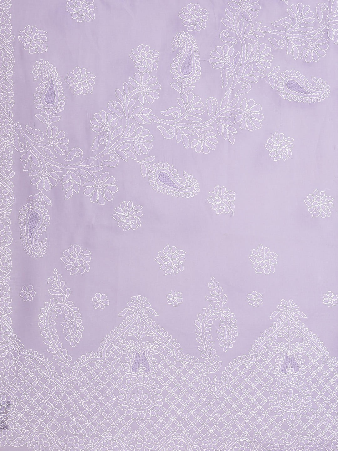 Ada Hand Embroidered Lavender Cotton Lucknow Chikan Saree With Blouse-A311172