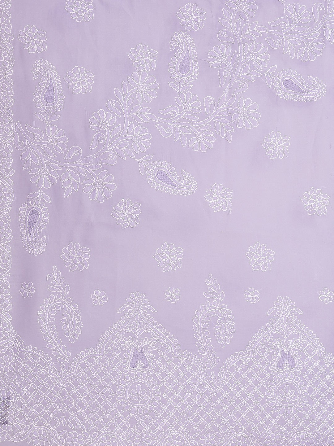 Ada Hand Embroidered Lavender Cotton Lucknow Chikan Saree With Blouse-A311172