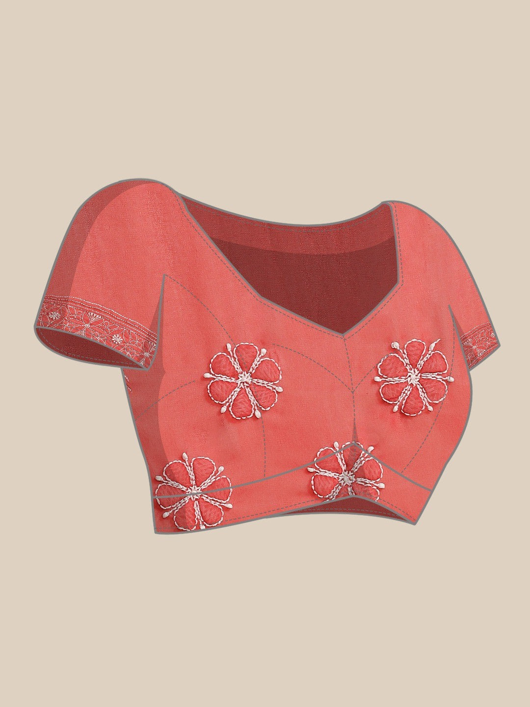 Ada Hand Embroidered Red Georgette Lucknowi Chikankari Saree with Blouse A311326