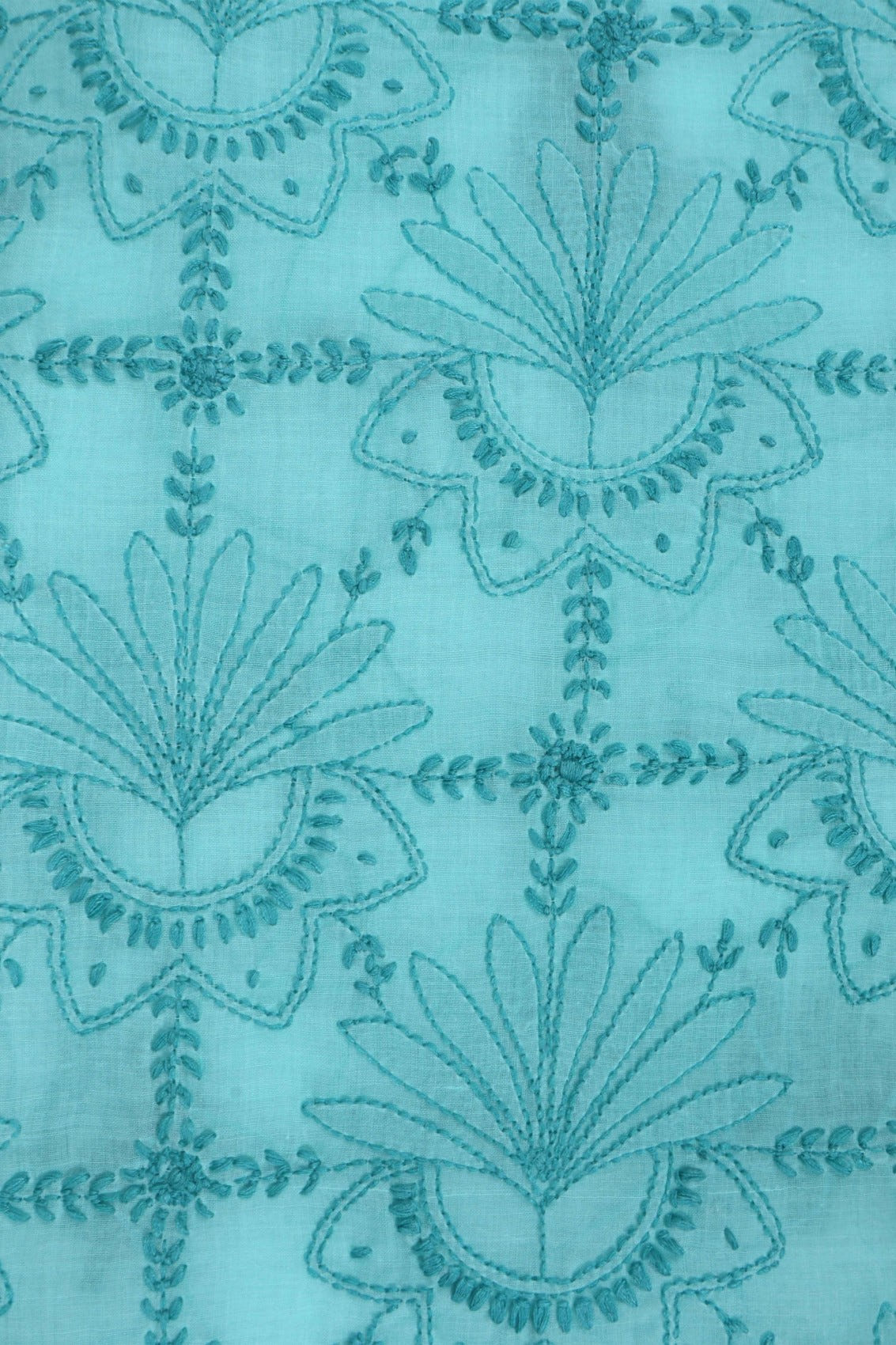 Ada Hand Embroidered Sea Green Cotton Lucknowi Chikankari Unstitched Suit Piece A557017