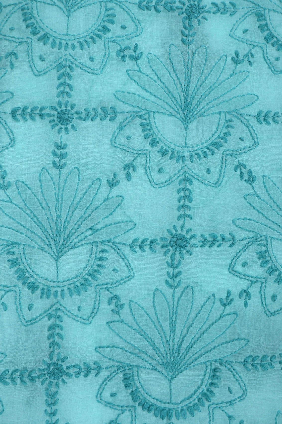 Ada Hand Embroidered Sea Green Cotton Lucknowi Chikankari Unstitched Suit Piece A557017