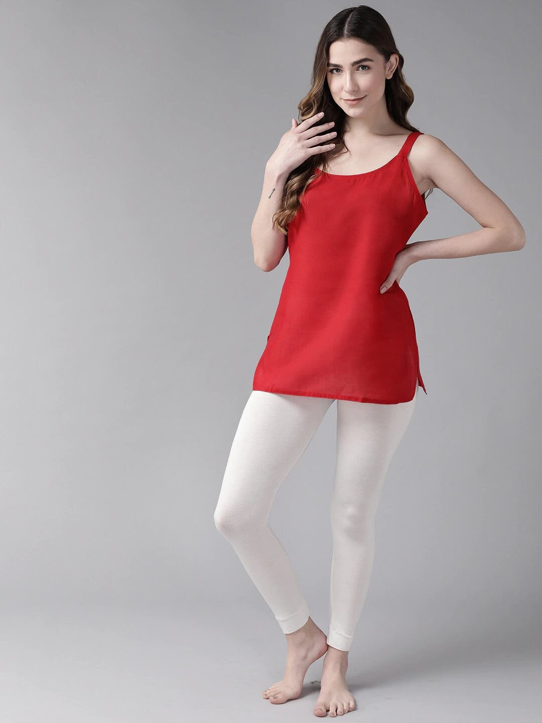 Ada Red and Black Cotton Short Slips Combo of 2  A316728.
