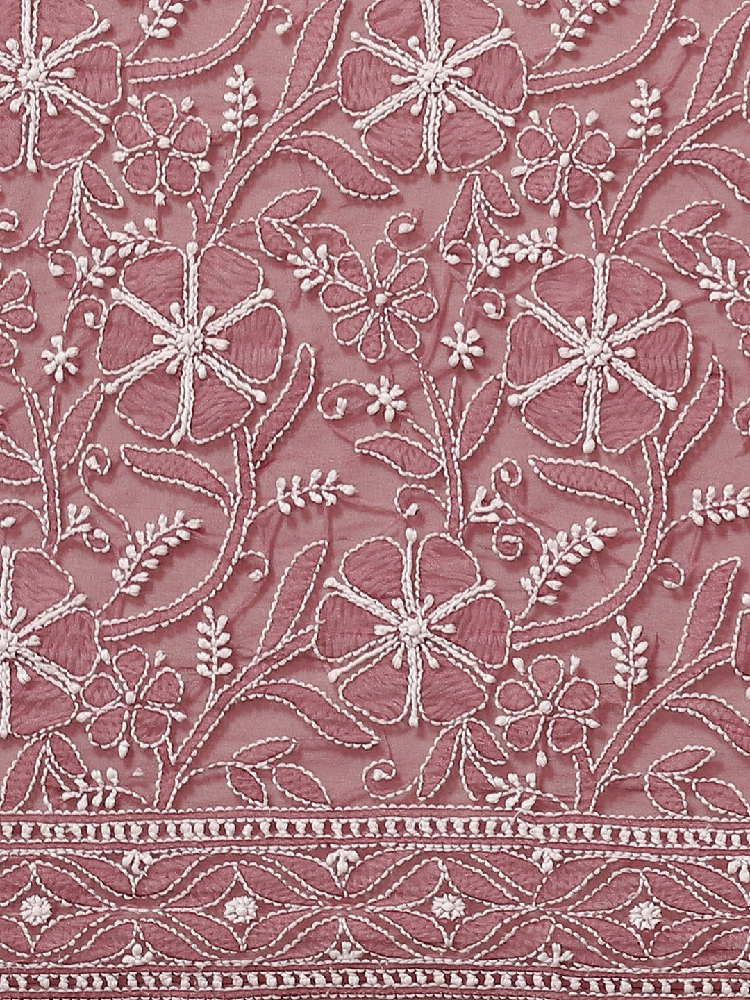 Ada Hand Embroidered Wine Georgette Lucknow Chikan Saree with Blouse A311304