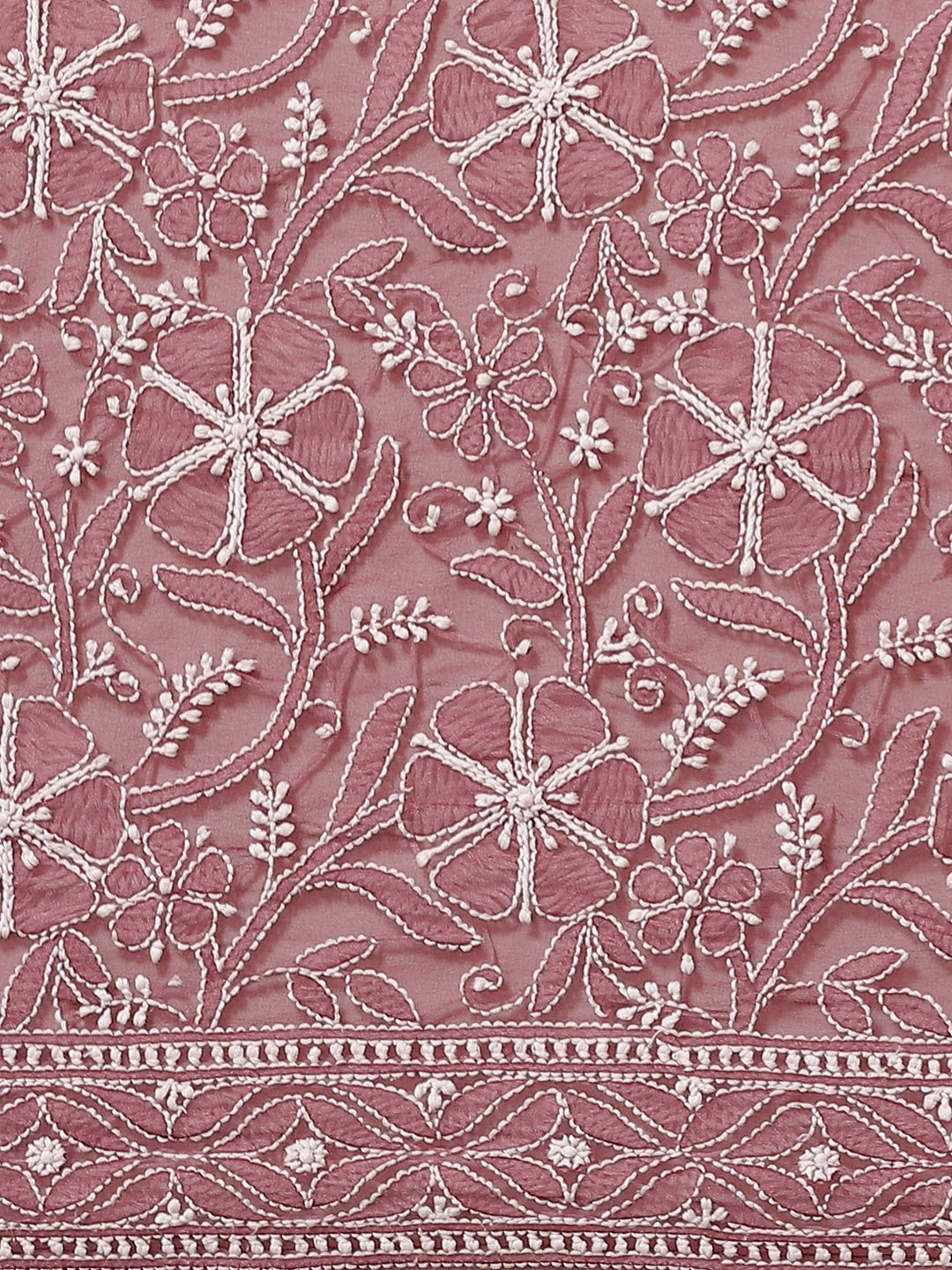 Ada Hand Embroidered Wine Georgette Lucknow Chikan Saree with Blouse A311304