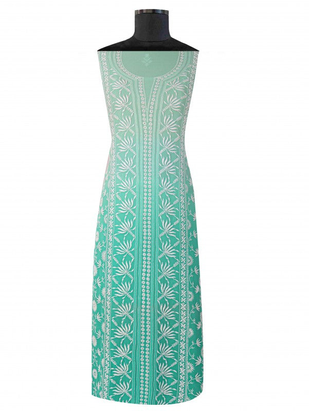 Ada Hand Embroidered Sea Green Pure Georgette Lucknowi Chikan Unstitched Suit Piece A576804