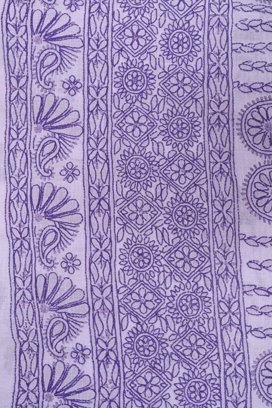 Ada Hand Embroidered Mauve Cotton Lucknowi Chikan Unstitched Suit Piece A176918