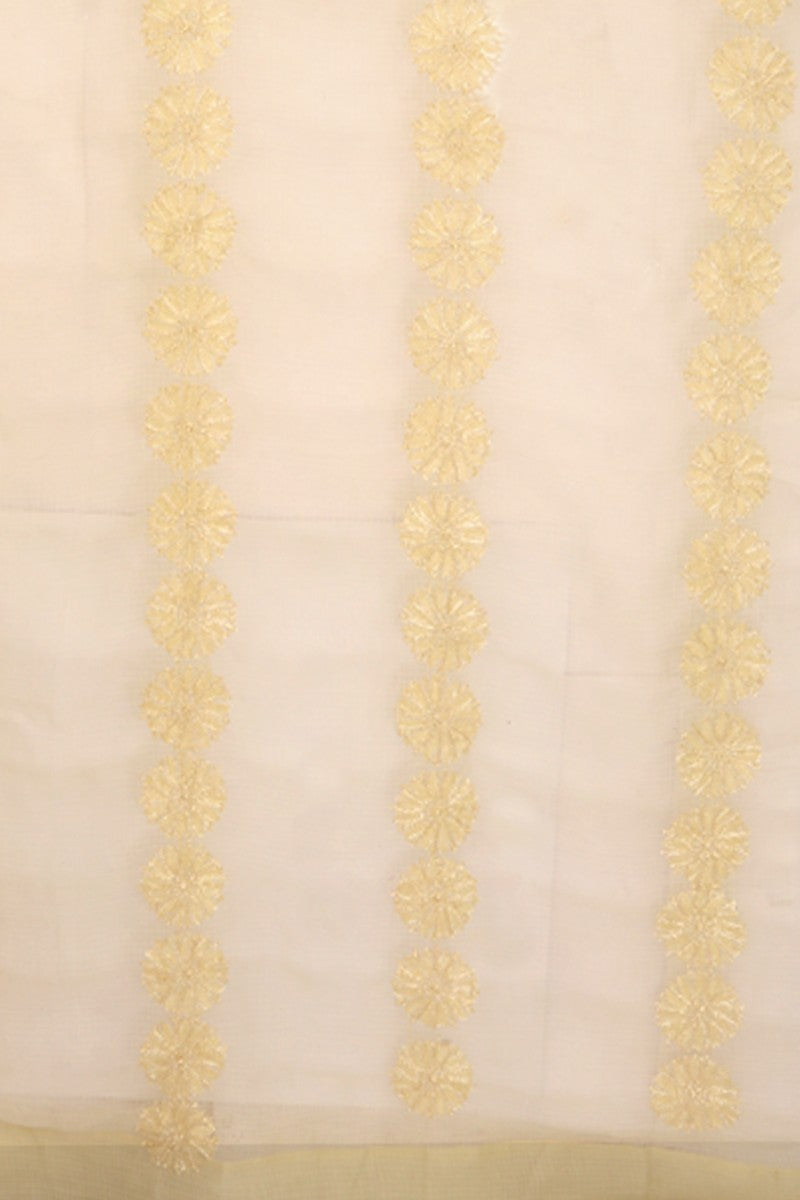 Ada Hand Embroidered Fawn Kota Lucknowi Chikankari Curtain- A575839