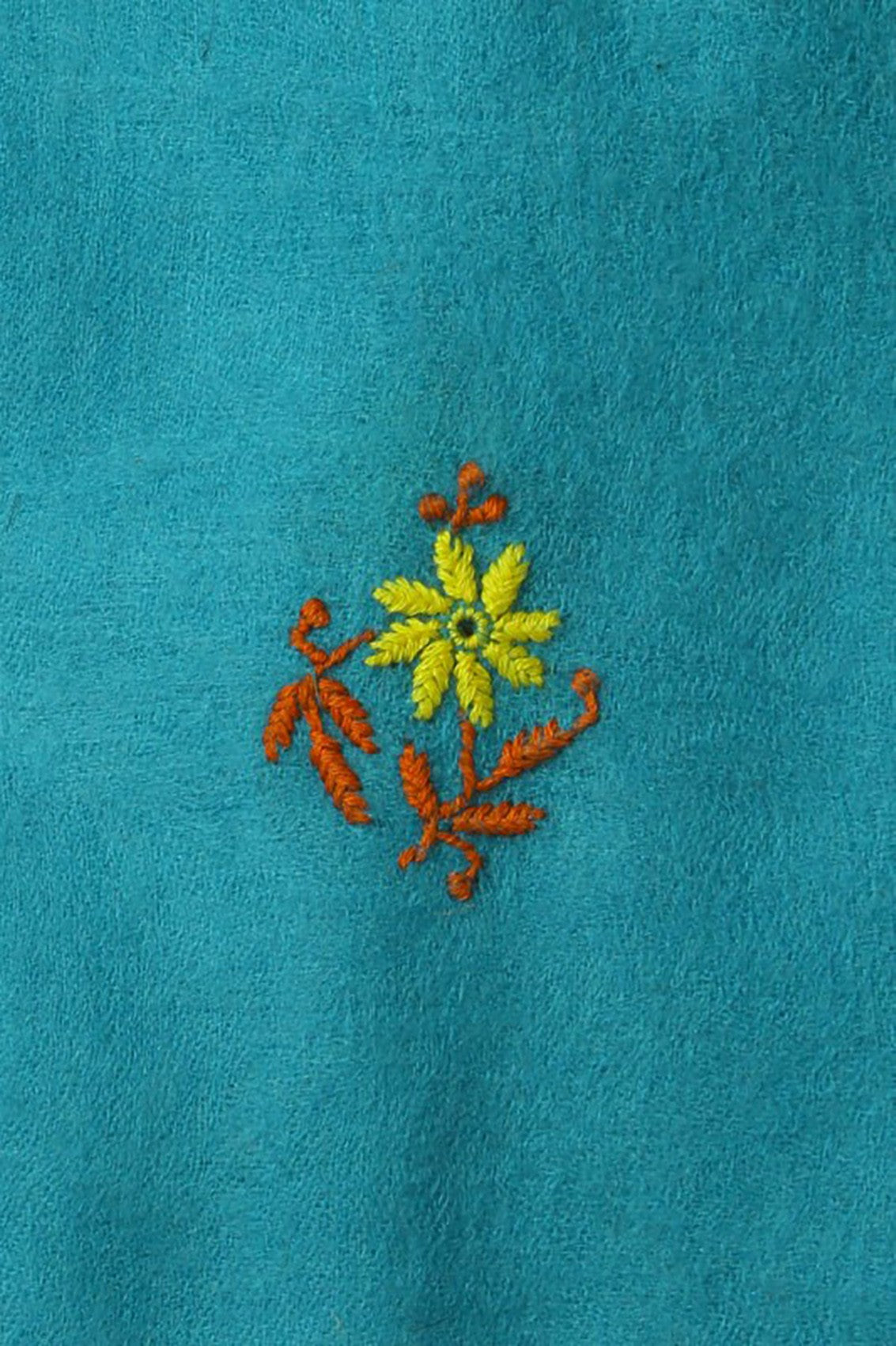 Ada Hand Embroidered Turquoise Blue Pashmina Lucknowi Chikankari Stole A425207