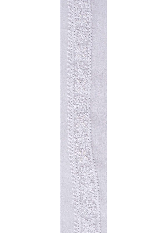 Ada Hand Embroidered White Georgette Lucknowi Chikankari Unstitched Men's Kurta Piece With Pearl Work A581360