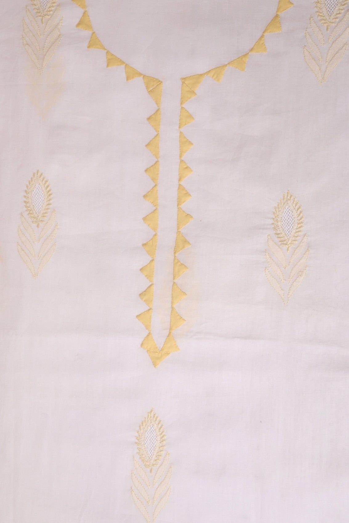 Ada Hand Embroidered White Cotton Lucknowi Chikankari Unstitched Kurta Dupatta Set A251255