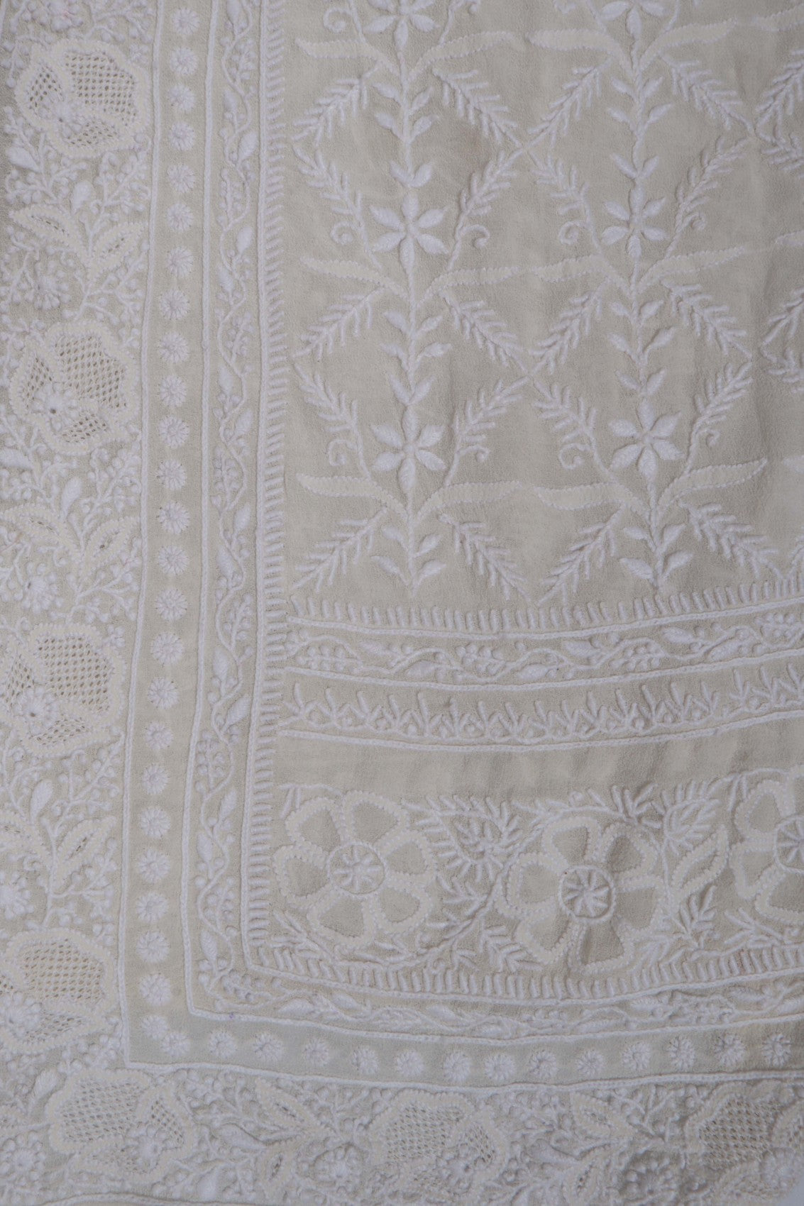 Ada Hand Embroidered Off White Pure Georgette Lucknowi Chikankari Semi-Stitched Suit Set A350967