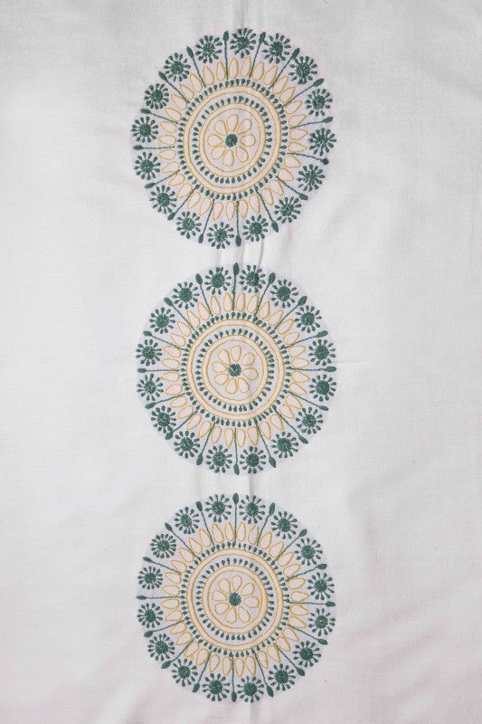 Ada Hand Embroidered White Cotton Lucknowi Chikankari Table Cover-A160982